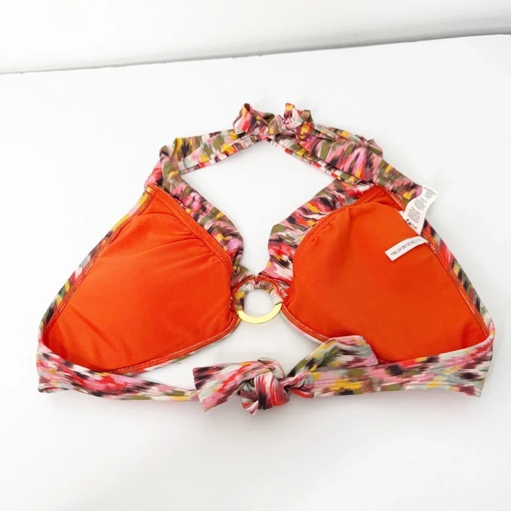 BLEU ROD BEATTIE | Free Spirit Ikat Halter with Ring Swim Bikini Top Sz. 10